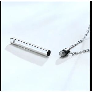NWOT Necklace with Tiny Tube for Ashes Etc Inset with Crystal - 1.75" pendant